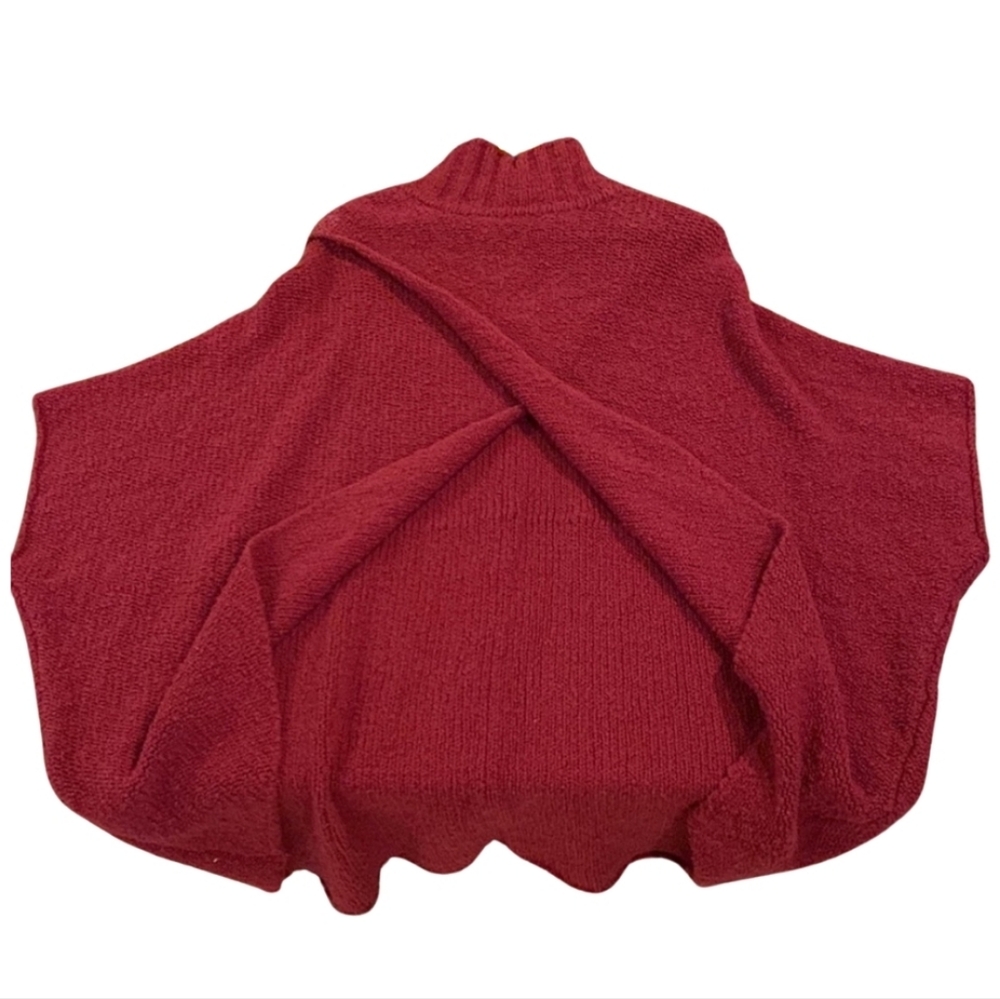 Elan Oversized Burgundy Knit Poncho With Armholes CL-3242